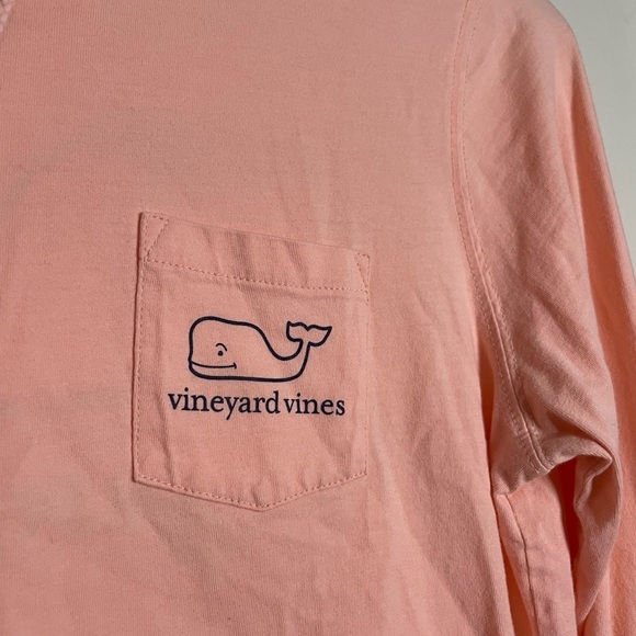 Vineyard Vines Whale Fill Pink Long Sleeve Hoodie Pocket Tee - Picture 4 of 5